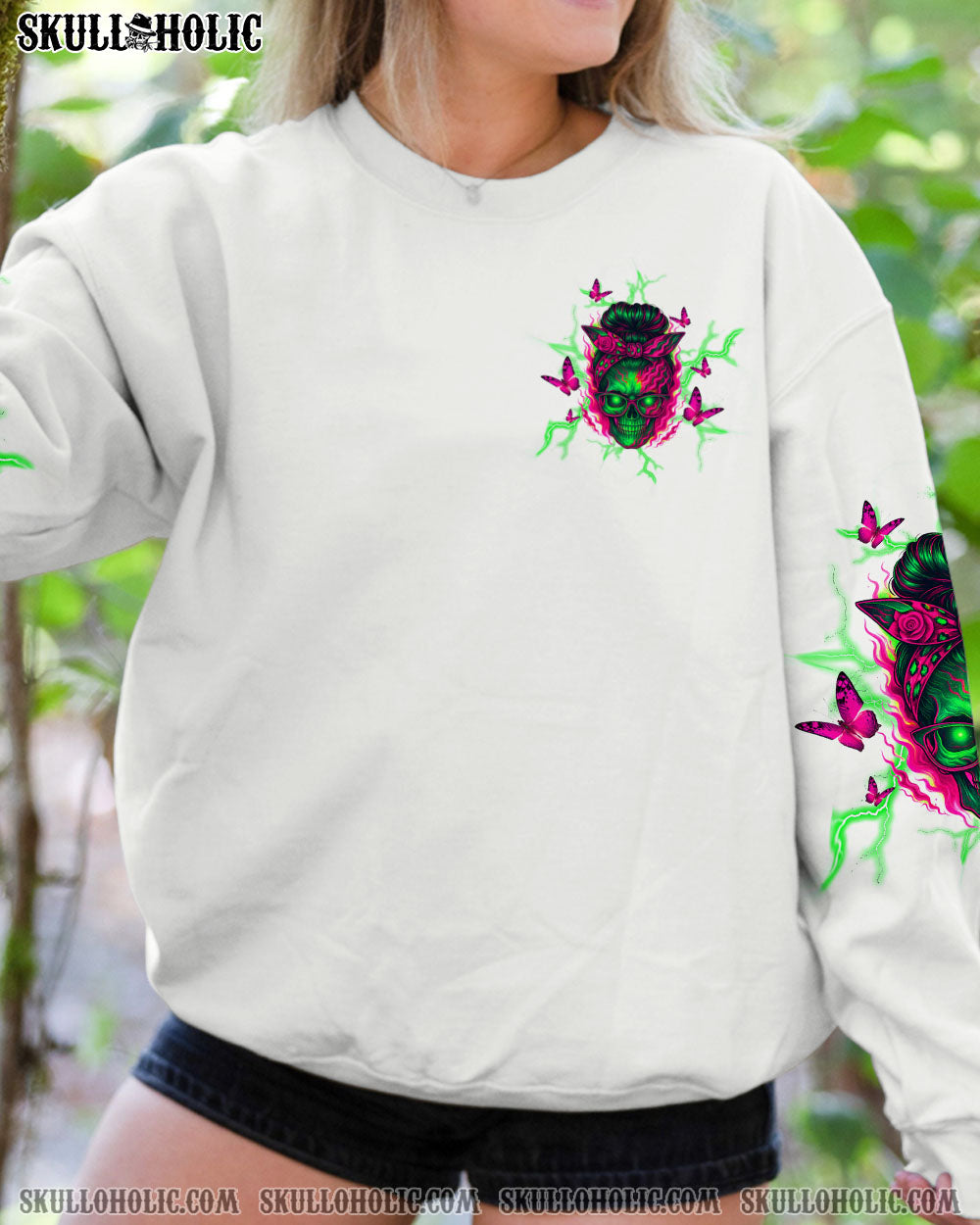 BLISSCORNERS ASSUMING I WAS LIKE MOST GIRLS MESSY BUN SKULL ALL OVER PRINT