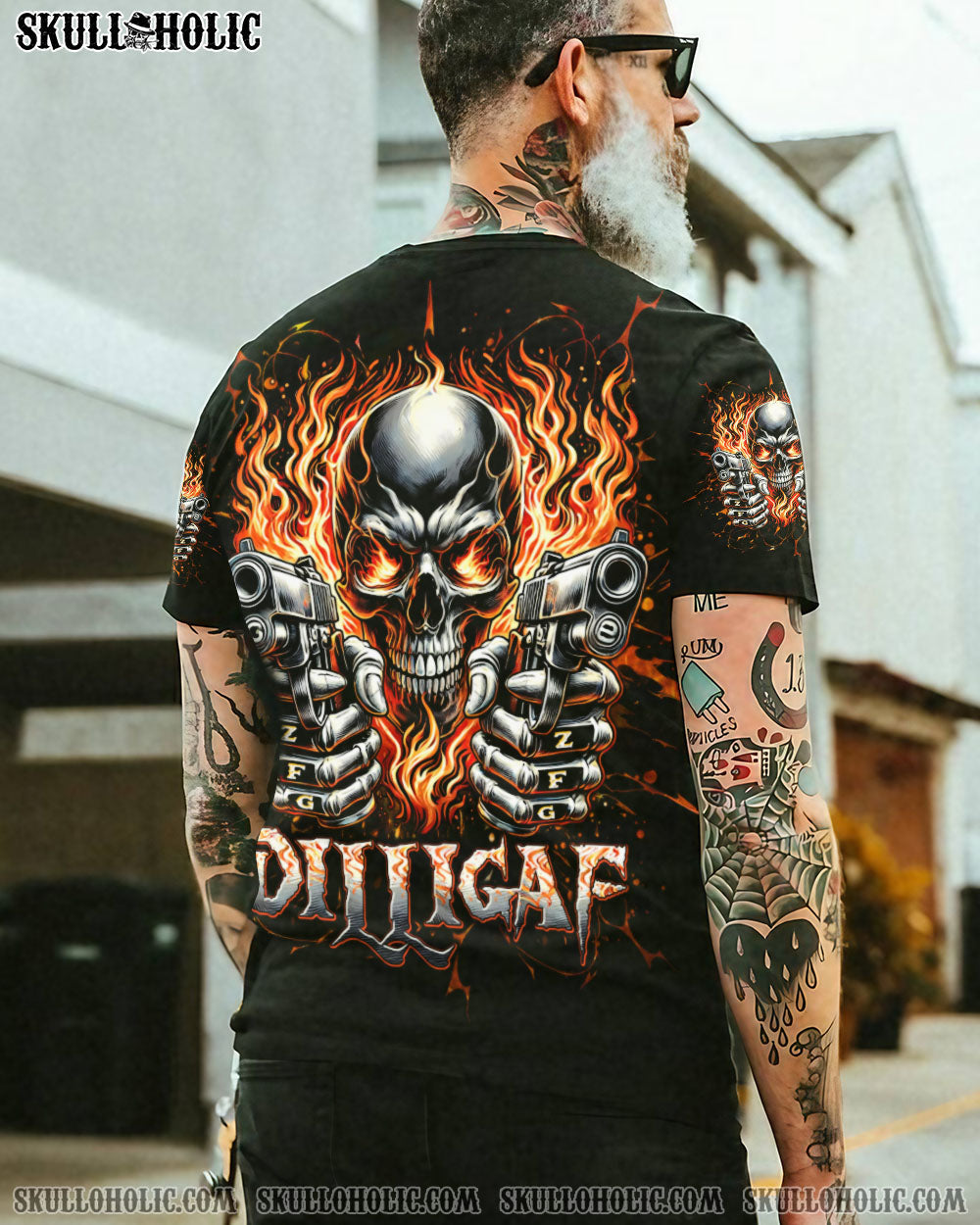 BLISSCORNERS DILLIGAF SKULL FIRE  ALL OVER PRINT