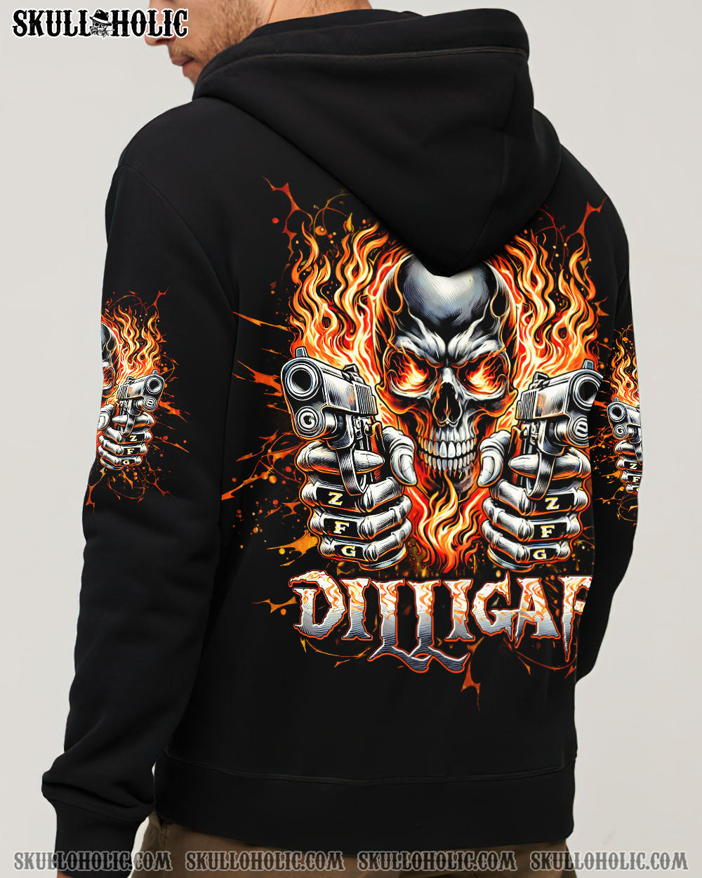 BLISSCORNERS DILLIGAF SKULL FIRE  ALL OVER PRINT