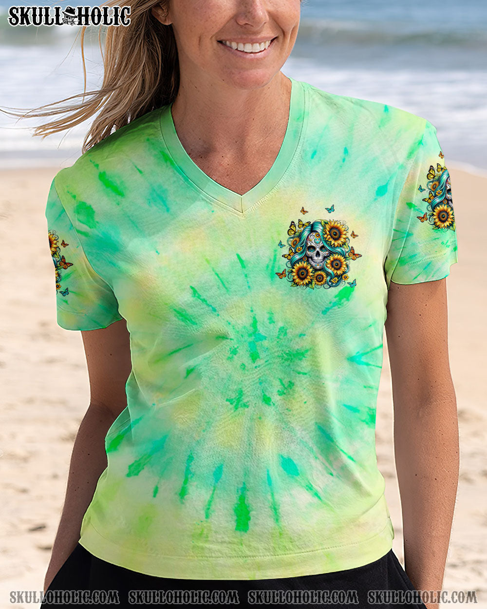 BLISSCORNERS SHE IS SUNSHINE SKULL TIE DYE ALL OVER PRINT