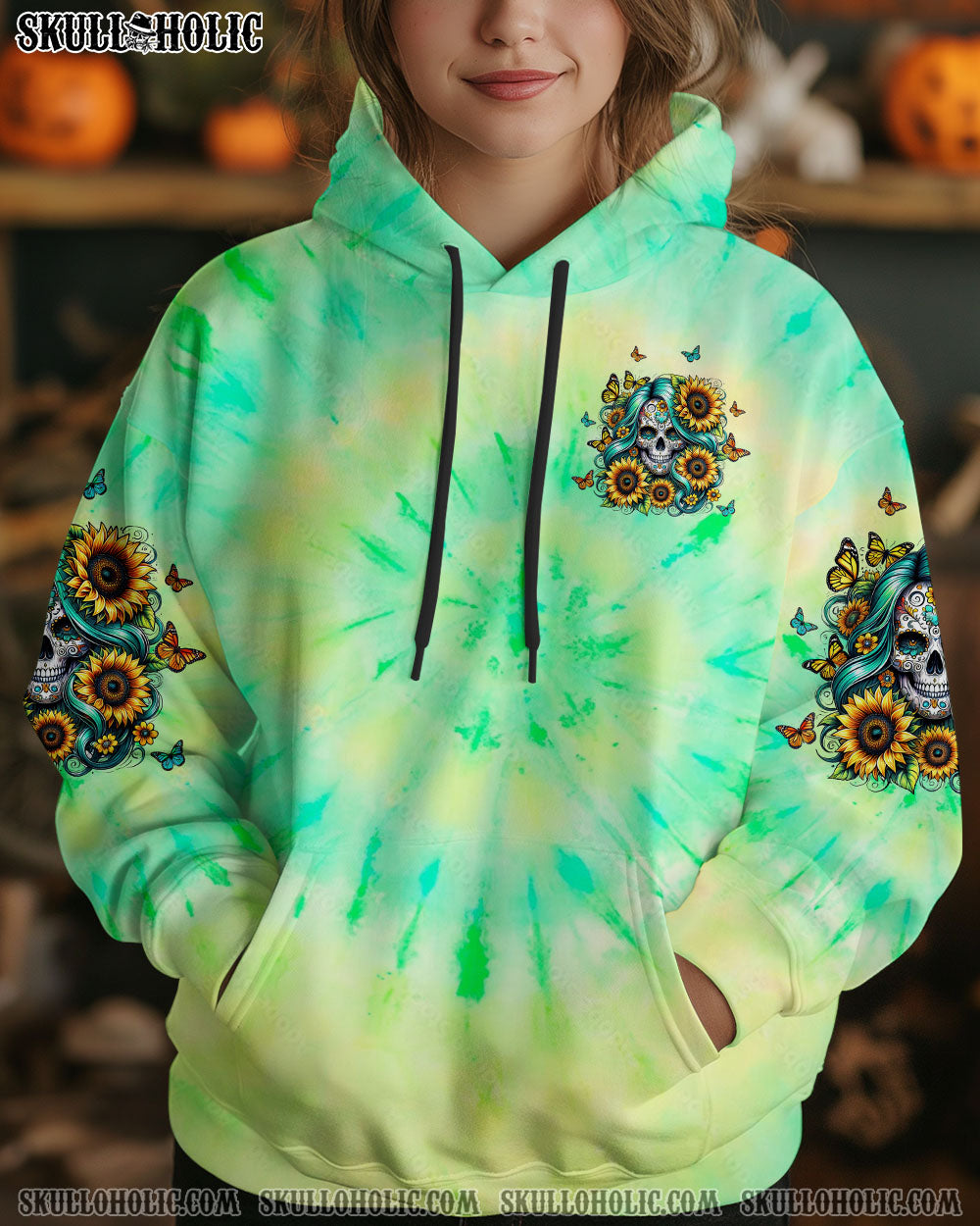 BLISSCORNERS SHE IS SUNSHINE SKULL TIE DYE ALL OVER PRINT
