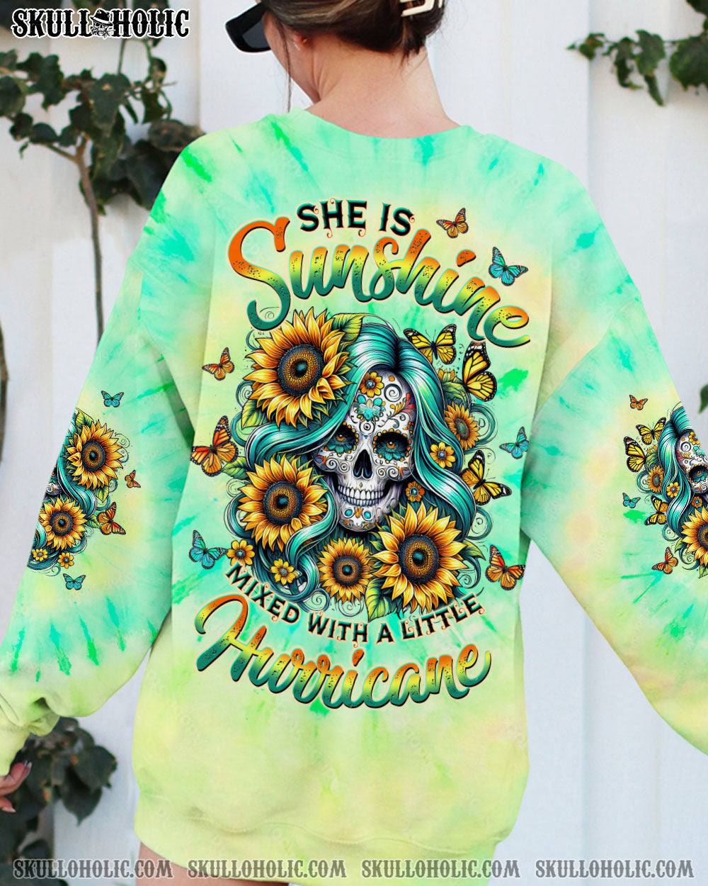 BLISSCORNERS SHE IS SUNSHINE SKULL TIE DYE ALL OVER PRINT