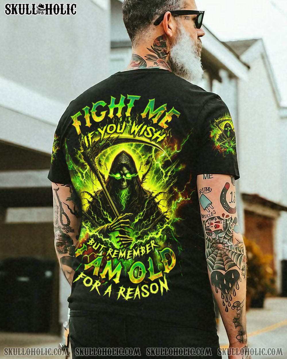 BLISSCORNERS FIGHT ME IF YOU WISH REAPER SKULL ALL OVER PRINT -  TLTW0702252