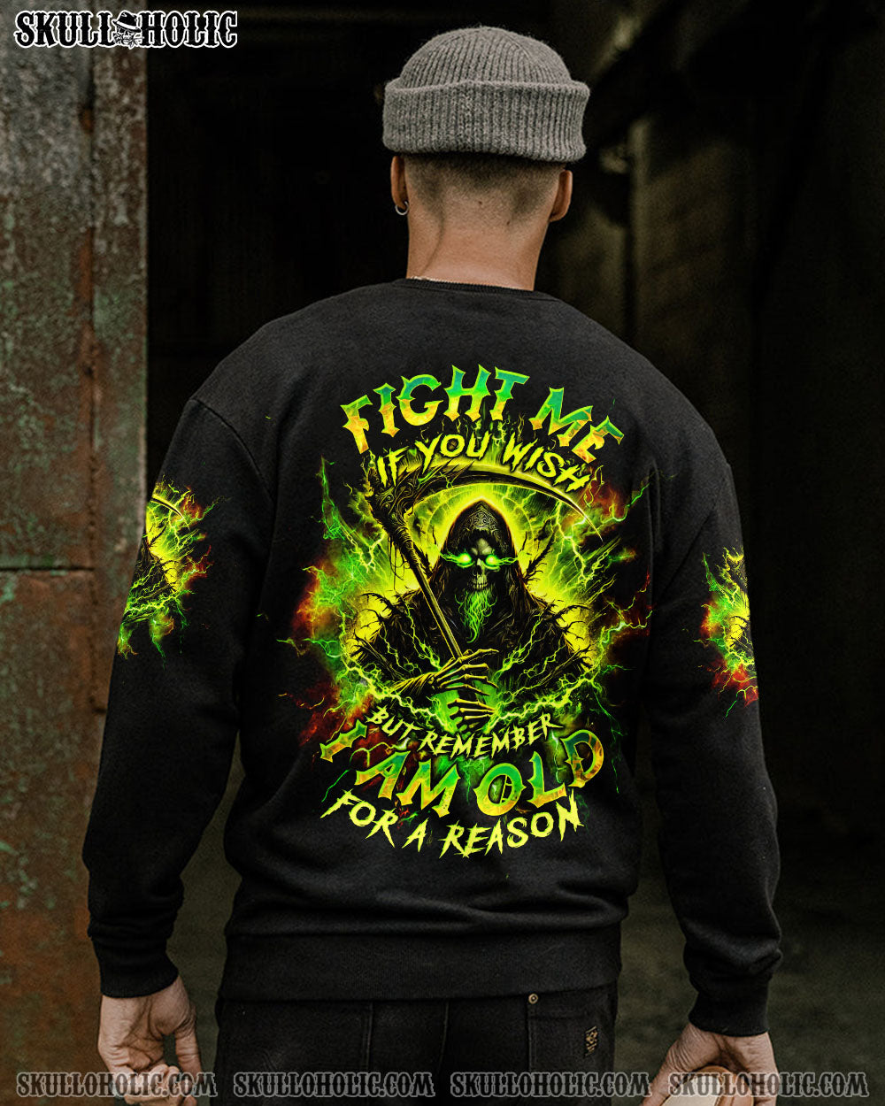 BLISSCORNERS FIGHT ME IF YOU WISH REAPER SKULL ALL OVER PRINT -  TLTW0702252