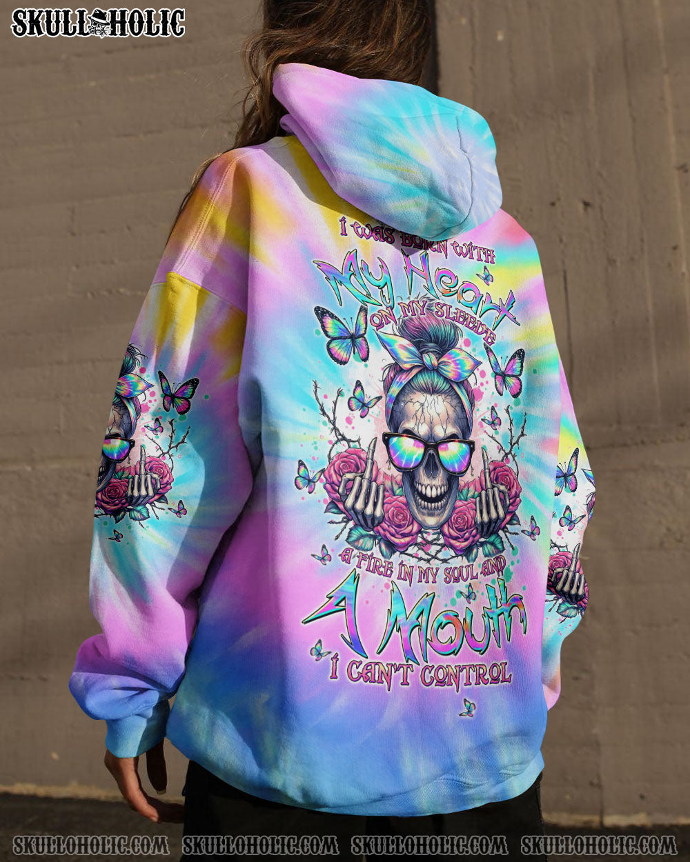 BLISSCORNERS A MOUTH I CAN'T CONTROL MESSY BUN SKULL ALL OVER PRINT