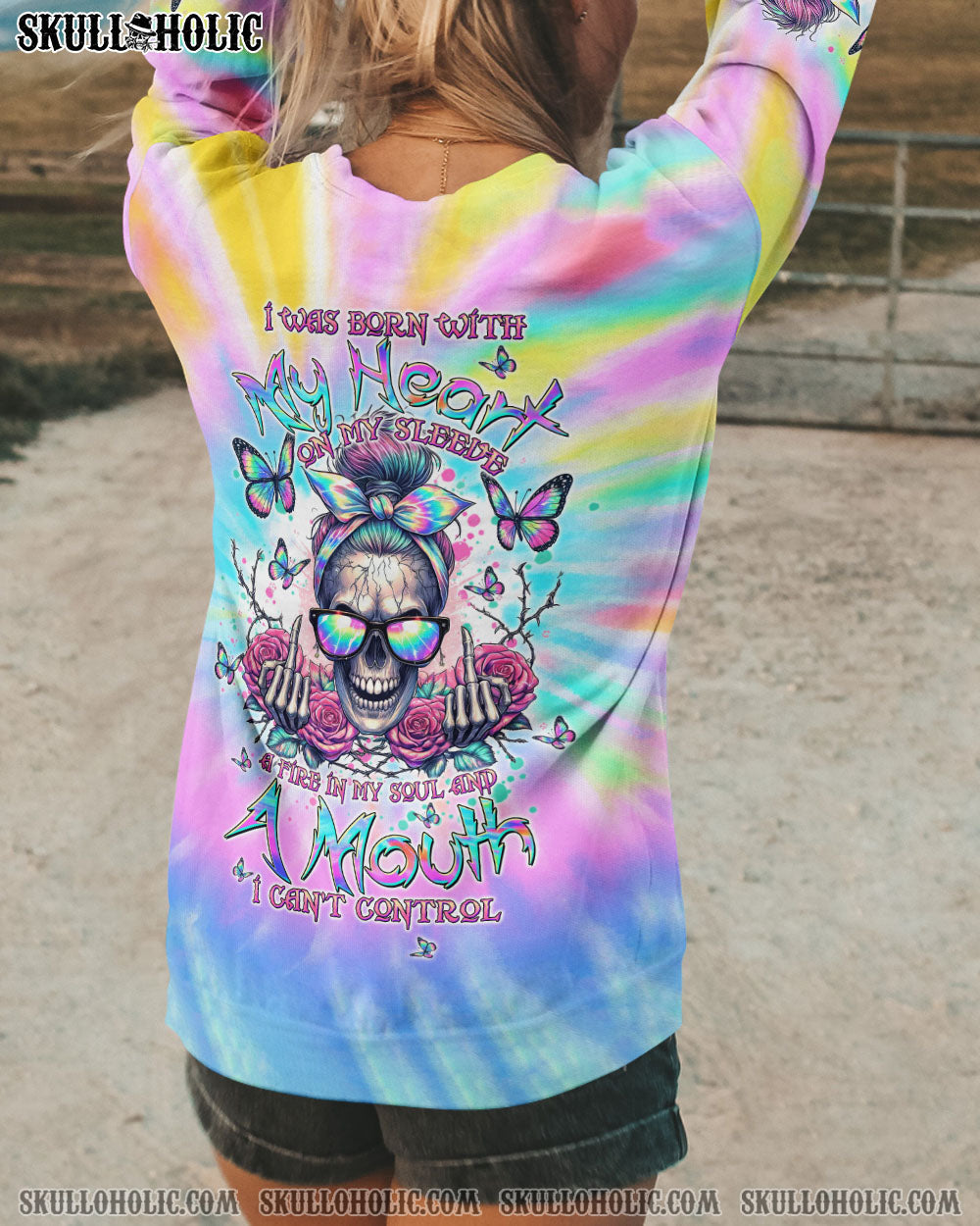 BLISSCORNERS A MOUTH I CAN'T CONTROL MESSY BUN SKULL ALL OVER PRINT
