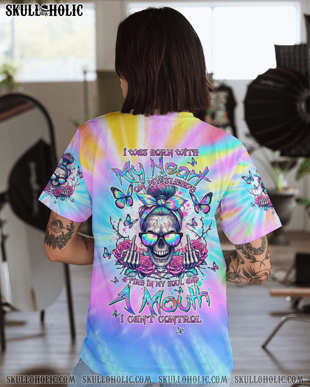 BLISSCORNERS A MOUTH I CAN'T CONTROL MESSY BUN SKULL ALL OVER PRINT