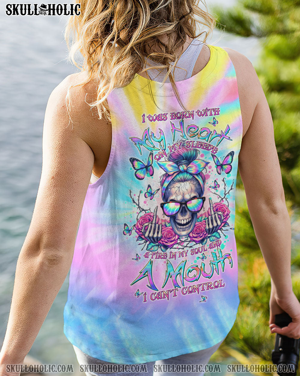 BLISSCORNERS A MOUTH I CAN'T CONTROL MESSY BUN SKULL ALL OVER PRINT