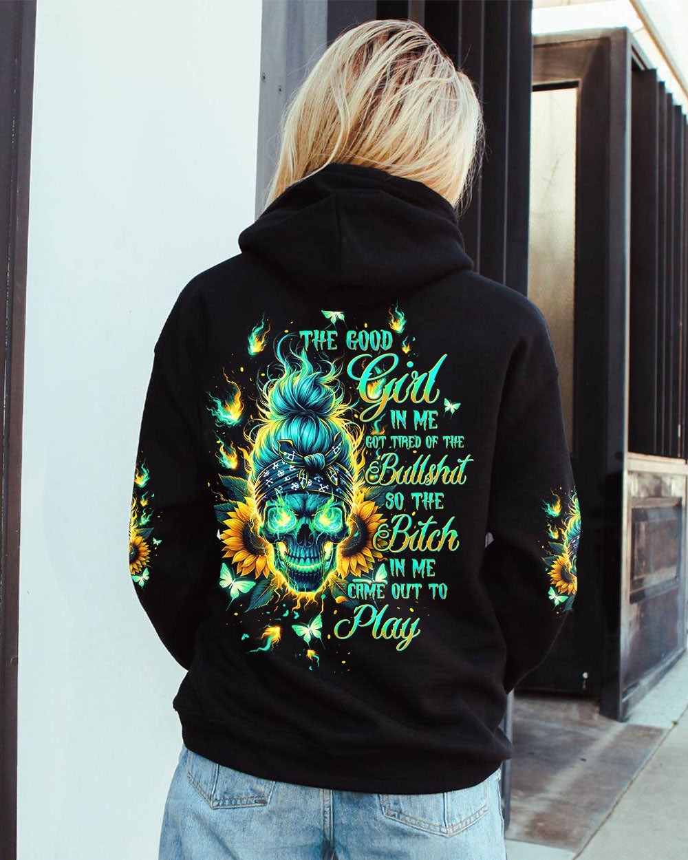 BLISSCORNERS DRINK UP B MESSY BUN SKULL PATRICK'S DAY ALL OVER PRINT