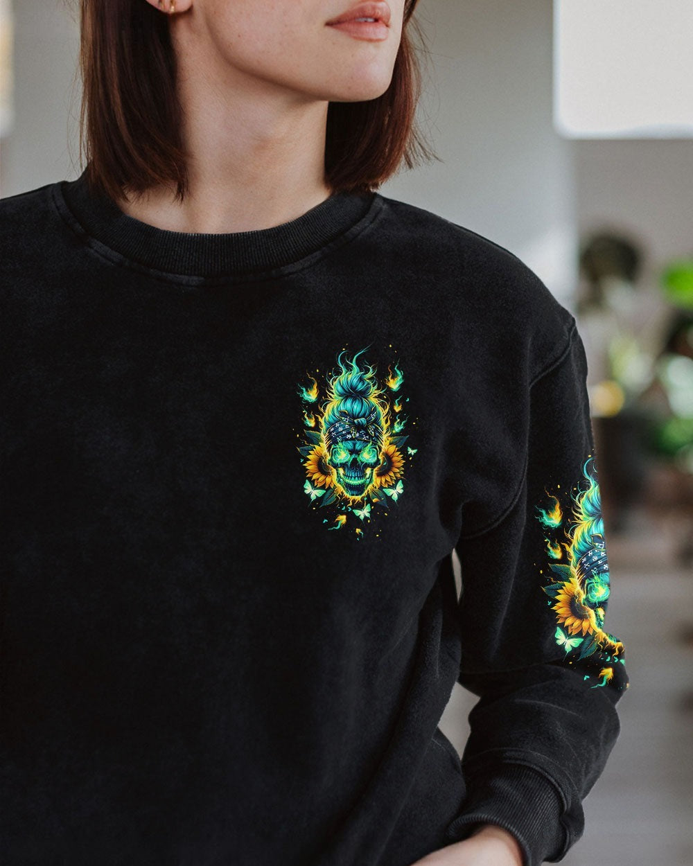 BLISSCORNERS DRINK UP B MESSY BUN SKULL PATRICK'S DAY ALL OVER PRINT