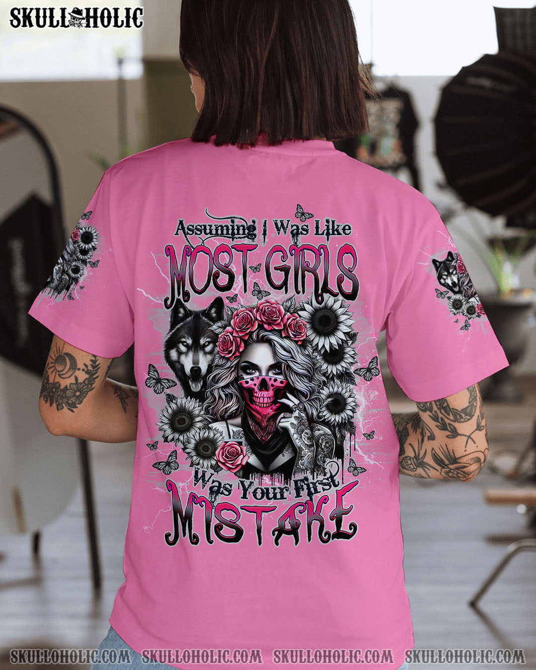 BLISSCORNERS ASSUMING I WAS LIKE MOST GIRLS WOLF SKULL LADY ALL OVER PRINT