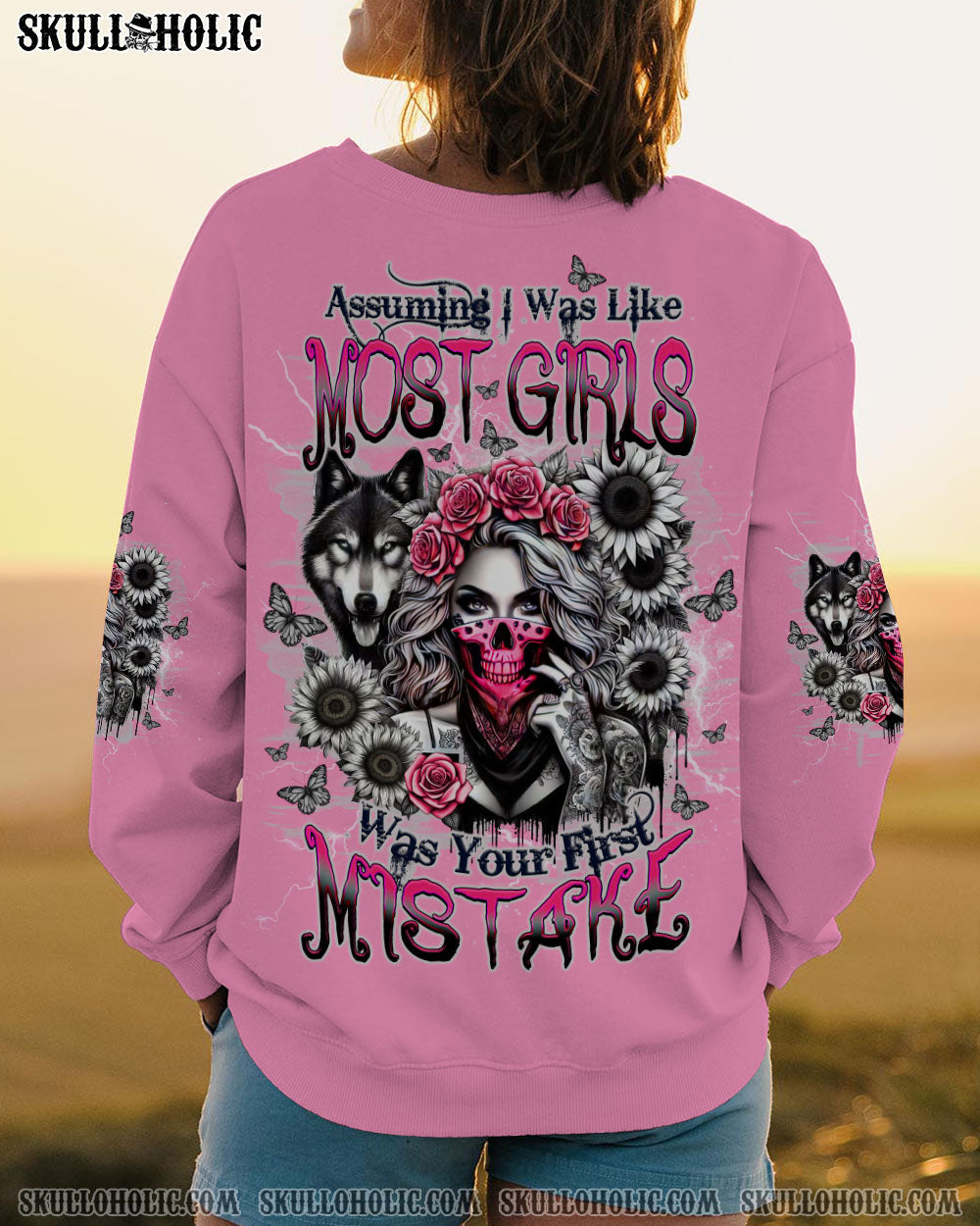 BLISSCORNERS ASSUMING I WAS LIKE MOST GIRLS WOLF SKULL LADY ALL OVER PRINT