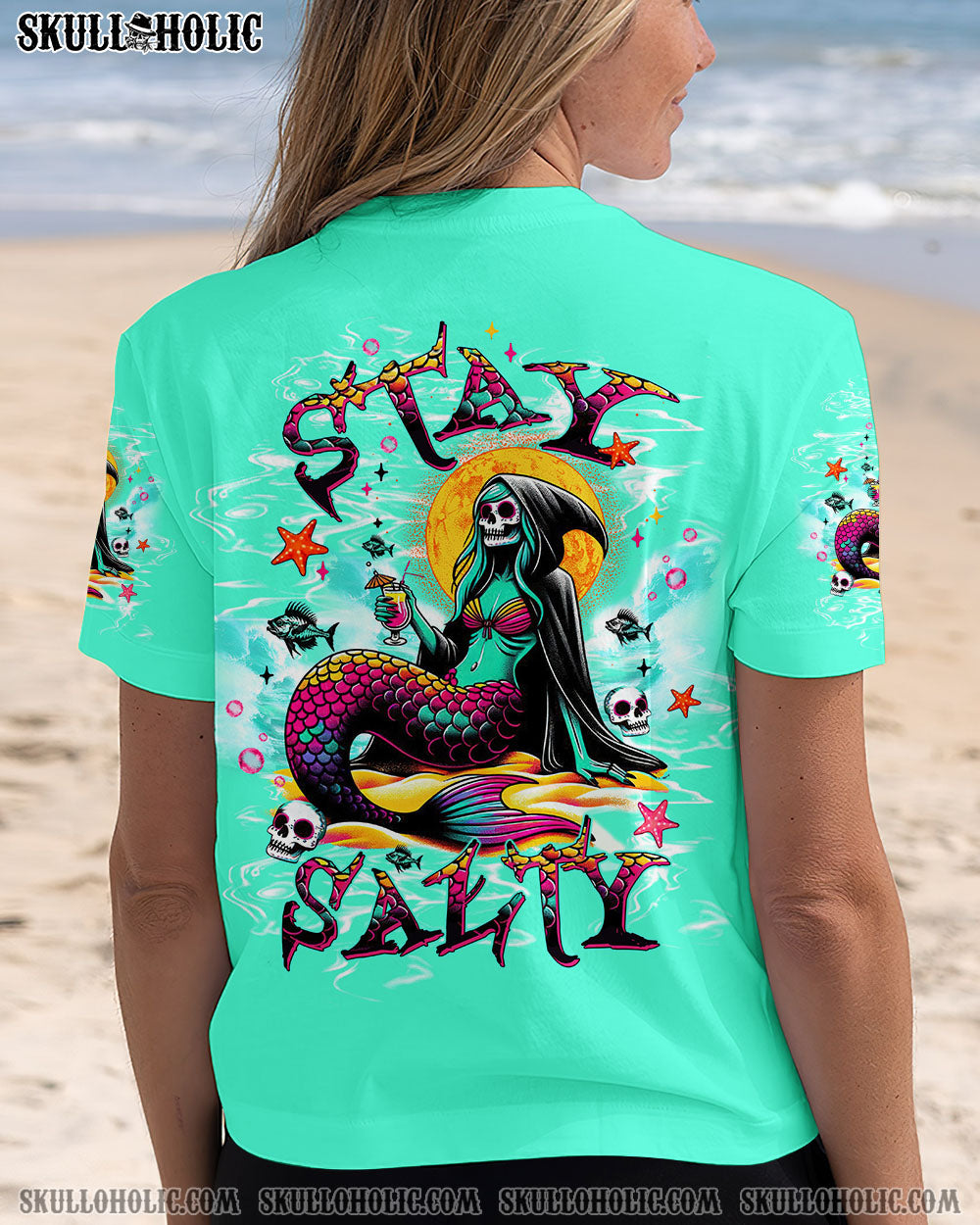 BLISSCORNERS STAY SALTY SKELETON MERMAID ALL OVER PRINT