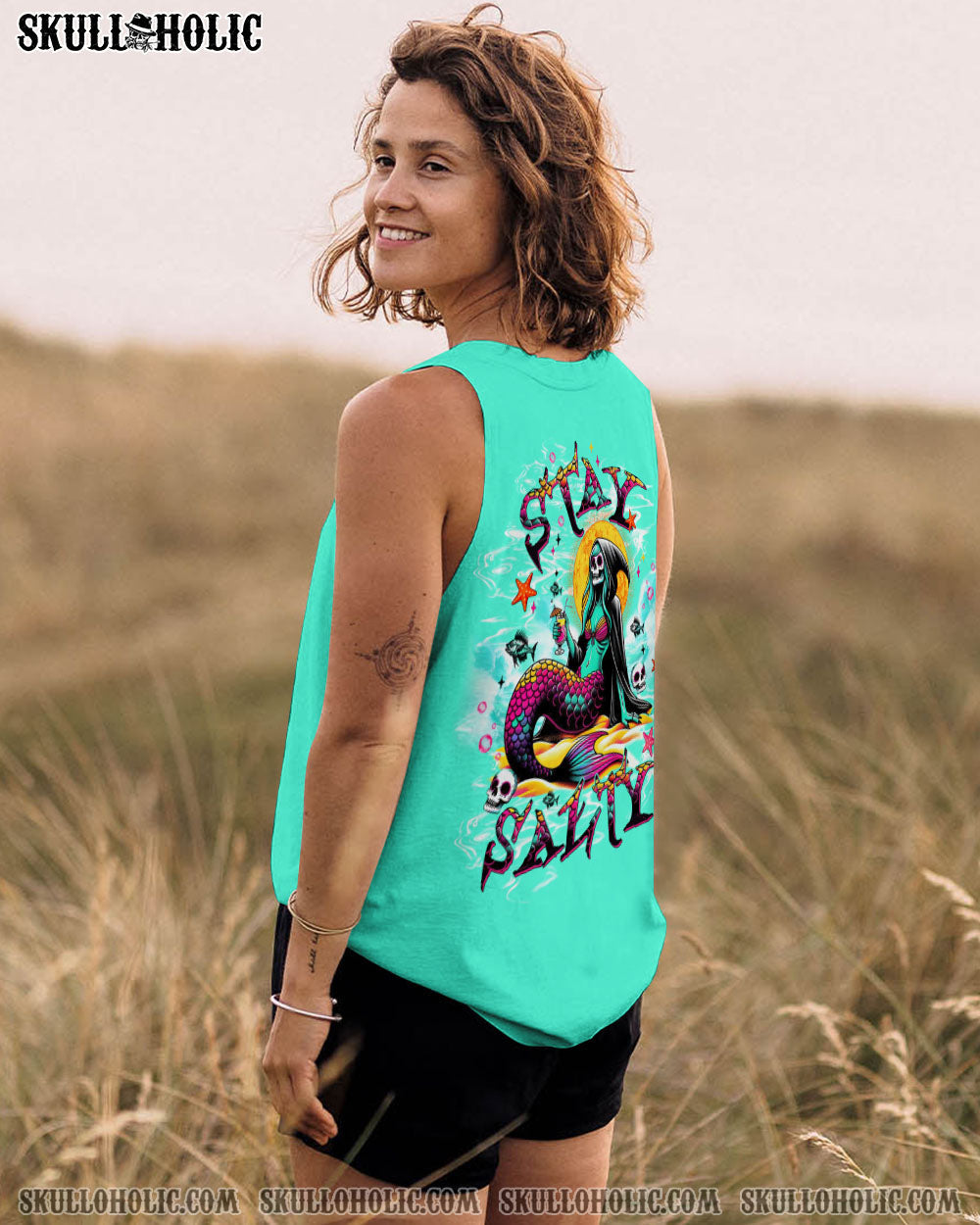 BLISSCORNERS STAY SALTY SKELETON MERMAID ALL OVER PRINT