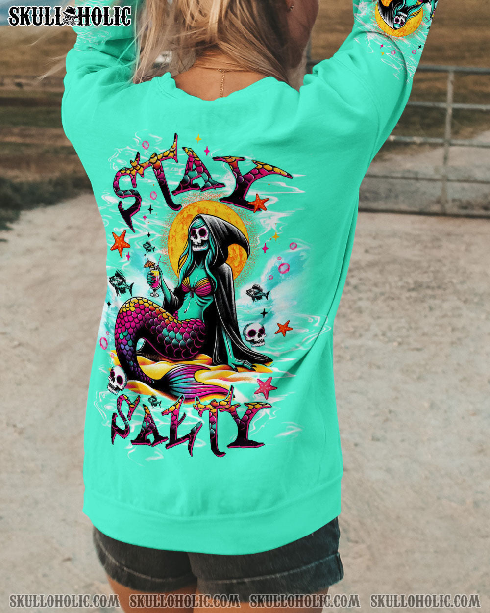 BLISSCORNERS STAY SALTY SKELETON MERMAID ALL OVER PRINT