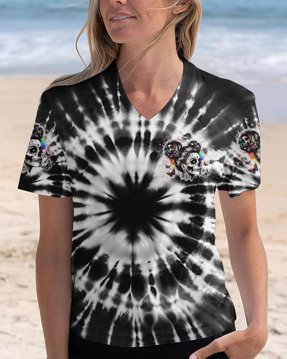BLISSCORNERS IF YOU THINK THE THINGS I SAY OUT LOUD MESSY BUN SKULL TIE DYE ALL OVER PRINT