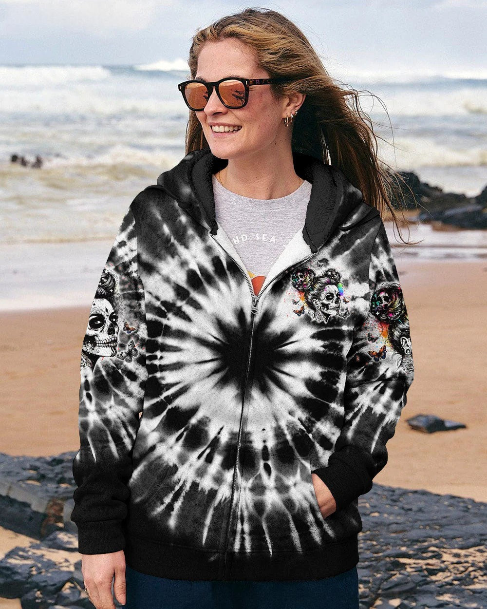 BLISSCORNERS IF YOU THINK THE THINGS I SAY OUT LOUD MESSY BUN SKULL TIE DYE ALL OVER PRINT