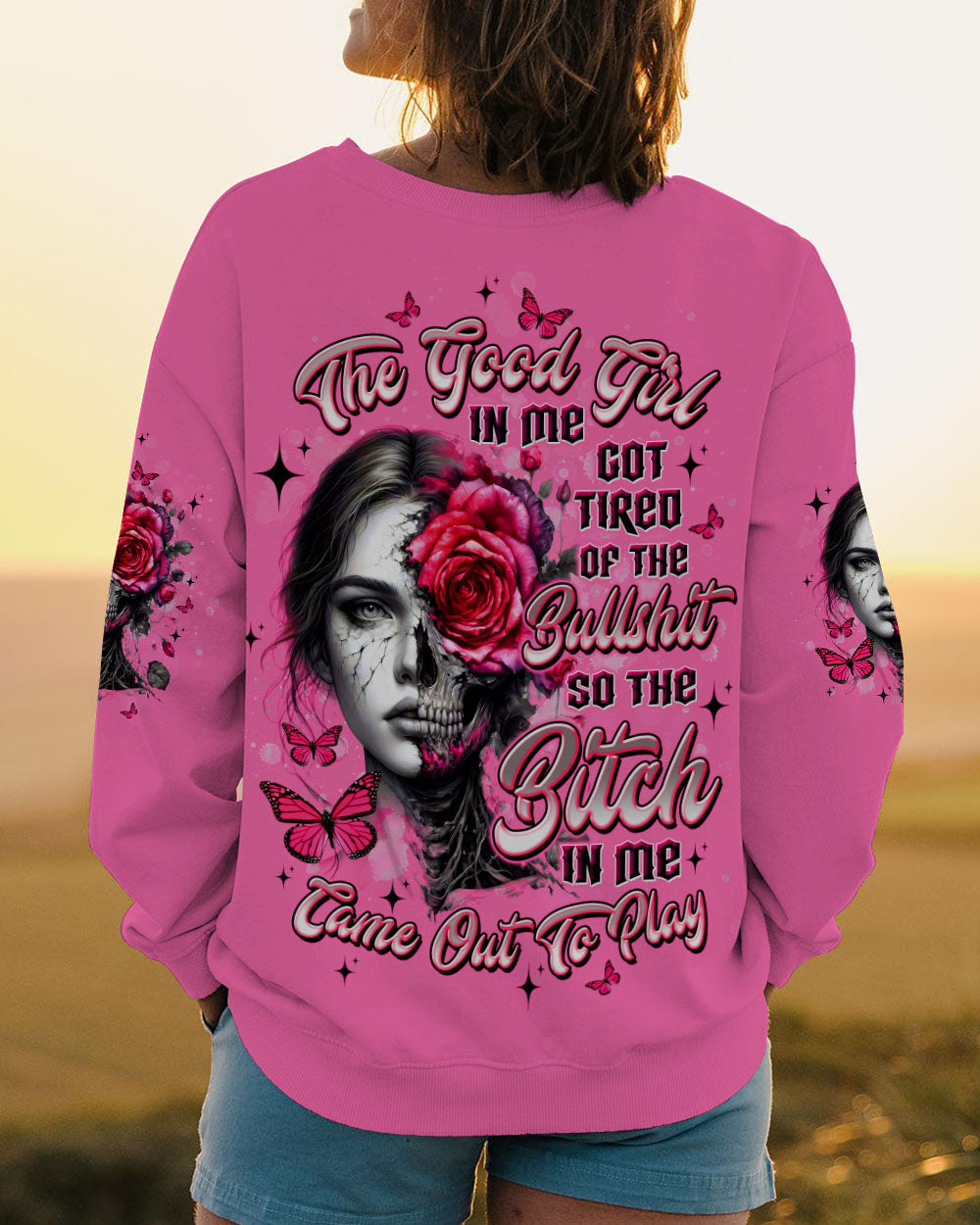 BLISSCORNERS IF YOU THINK THE THINGS I SAY OUT LOUD MESSY BUN SKULL TIE DYE ALL OVER PRINT