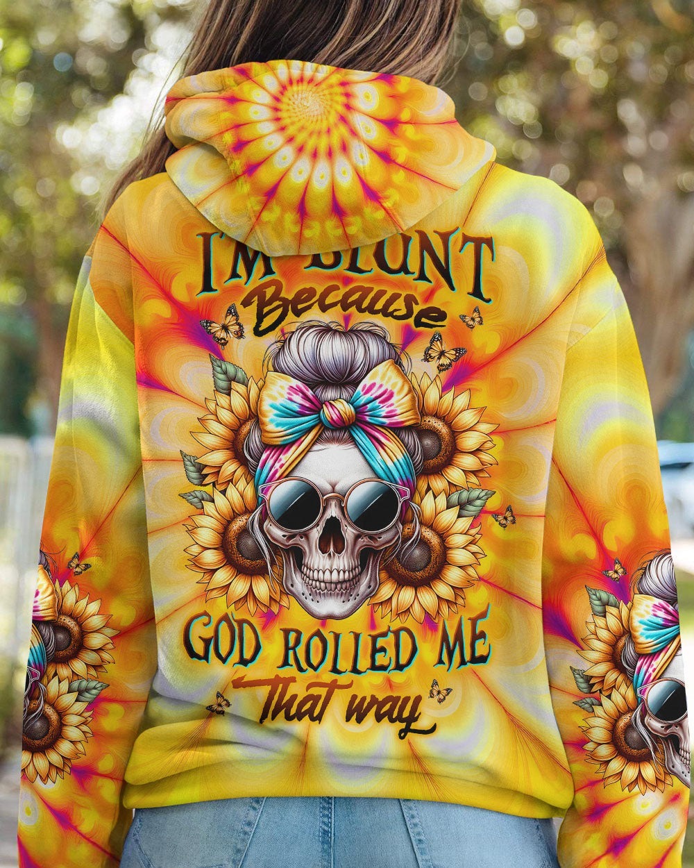 BLISSCORNERS ASSUMING I WAS LIKE MOST GIRLS MESSY BUN SKULL ALL OVER PRINT