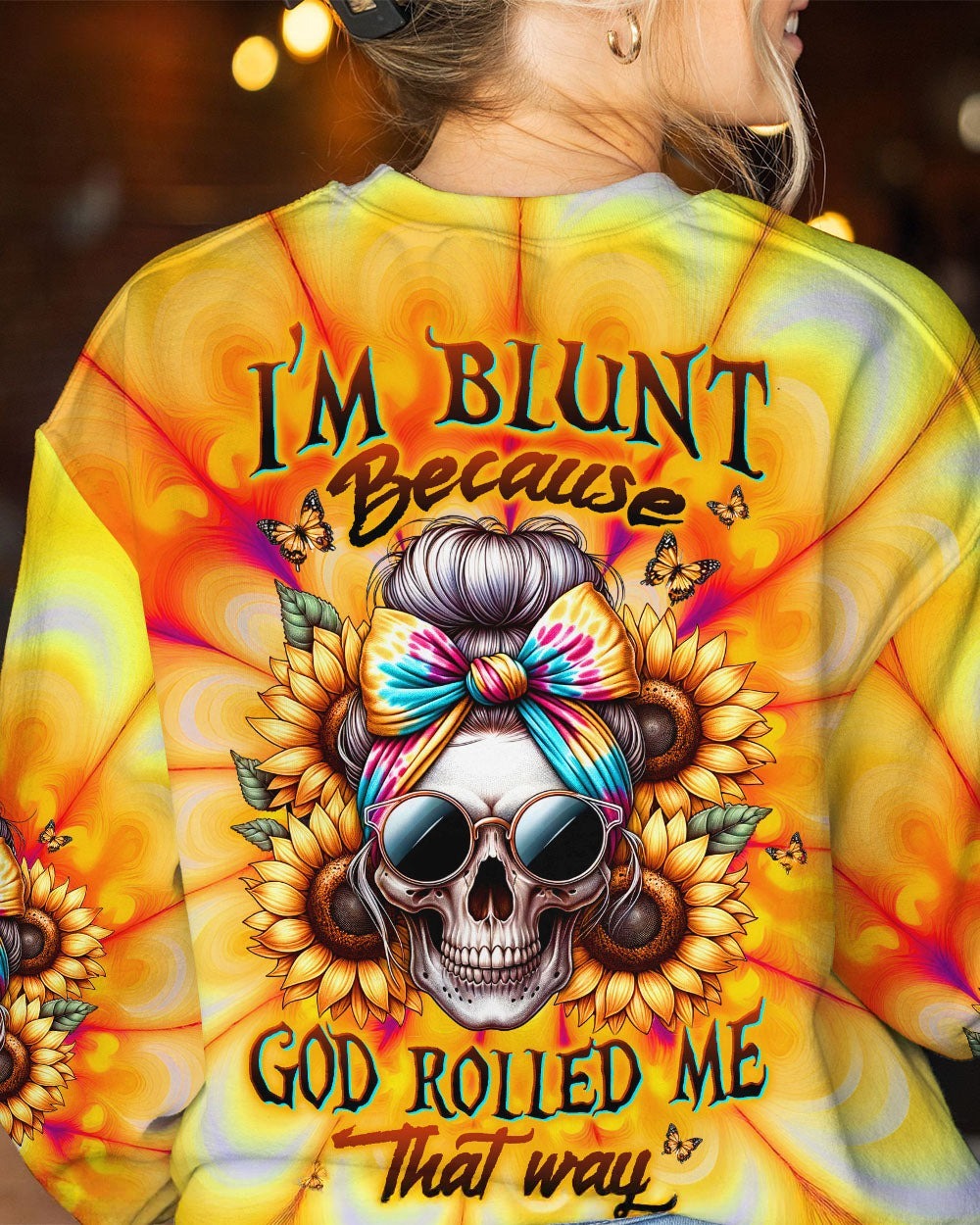 BLISSCORNERS ASSUMING I WAS LIKE MOST GIRLS MESSY BUN SKULL ALL OVER PRINT
