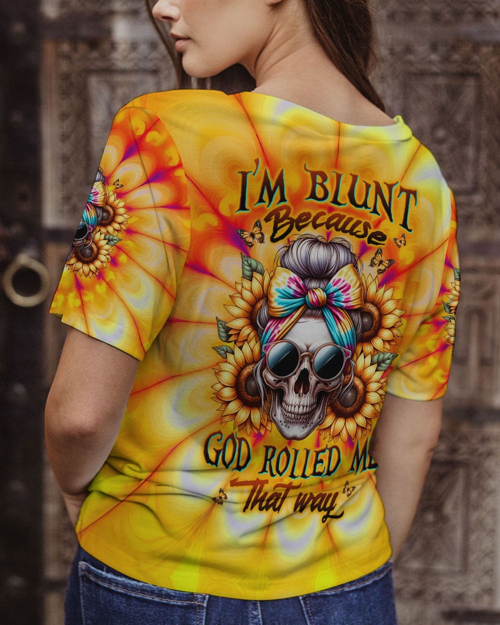 BLISSCORNERS ASSUMING I WAS LIKE MOST GIRLS MESSY BUN SKULL ALL OVER PRINT