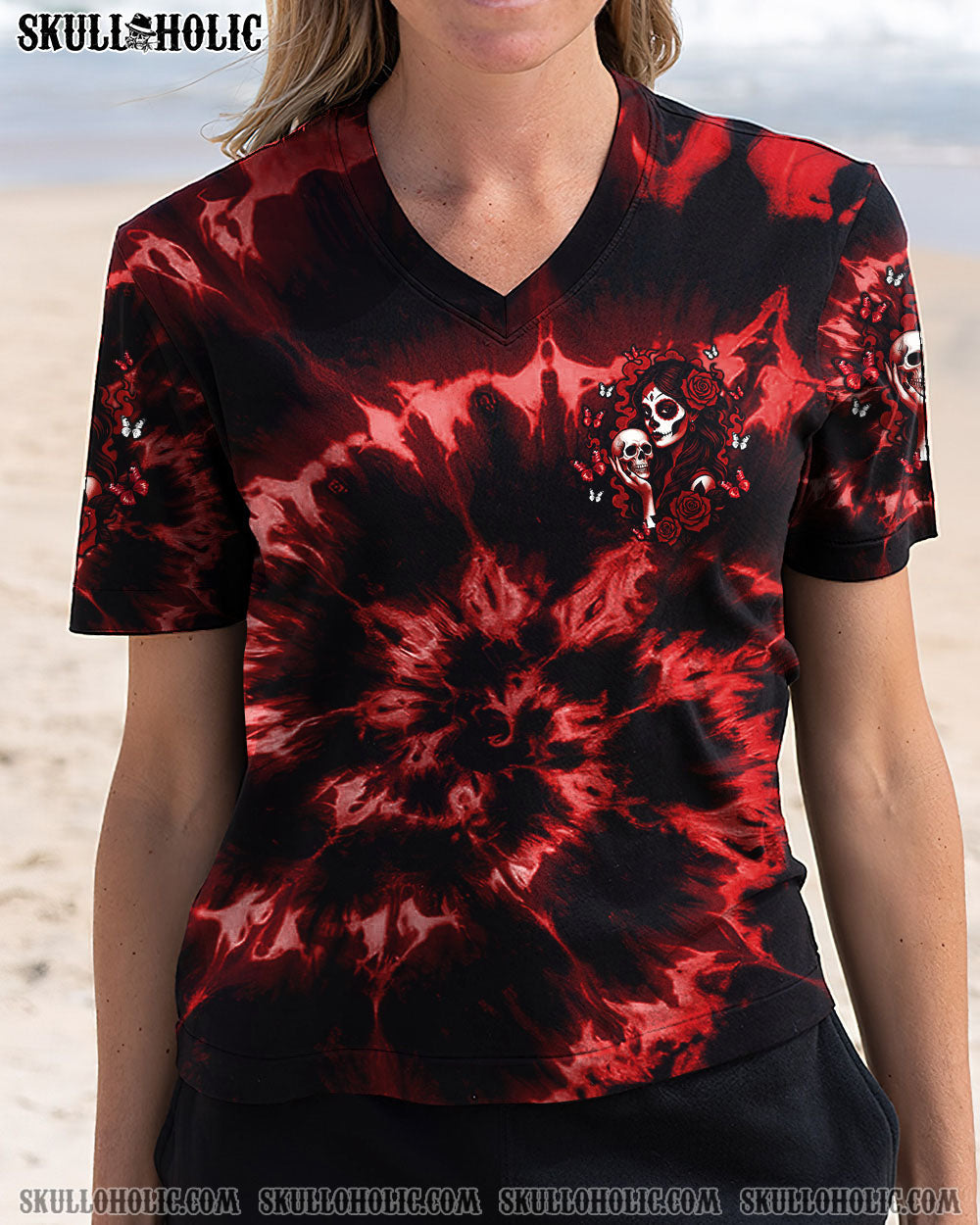 BLISSCORNERS THE GOOD GIRL IN ME SKULL LADY TIE DYE ALL OVER PRINT