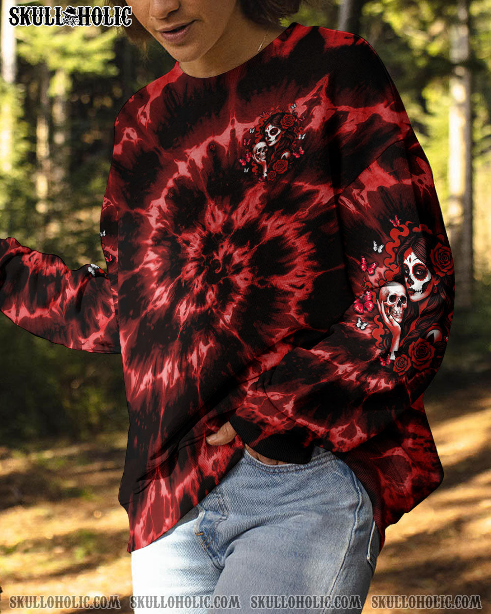 BLISSCORNERS THE GOOD GIRL IN ME SKULL LADY TIE DYE ALL OVER PRINT