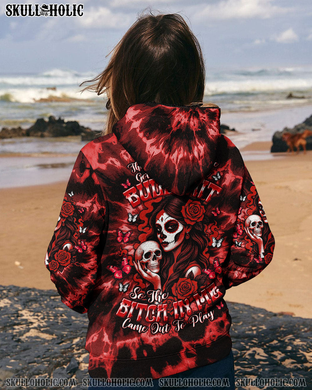BLISSCORNERS THE GOOD GIRL IN ME SKULL LADY TIE DYE ALL OVER PRINT