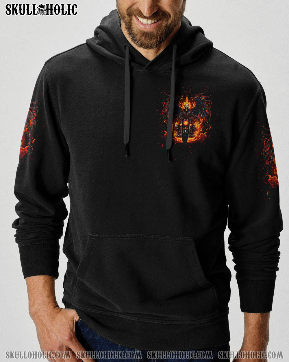 BLISSCORNERS RUNNING AGAINST THE WIND BIKER SKULL ALL OVER PRINT