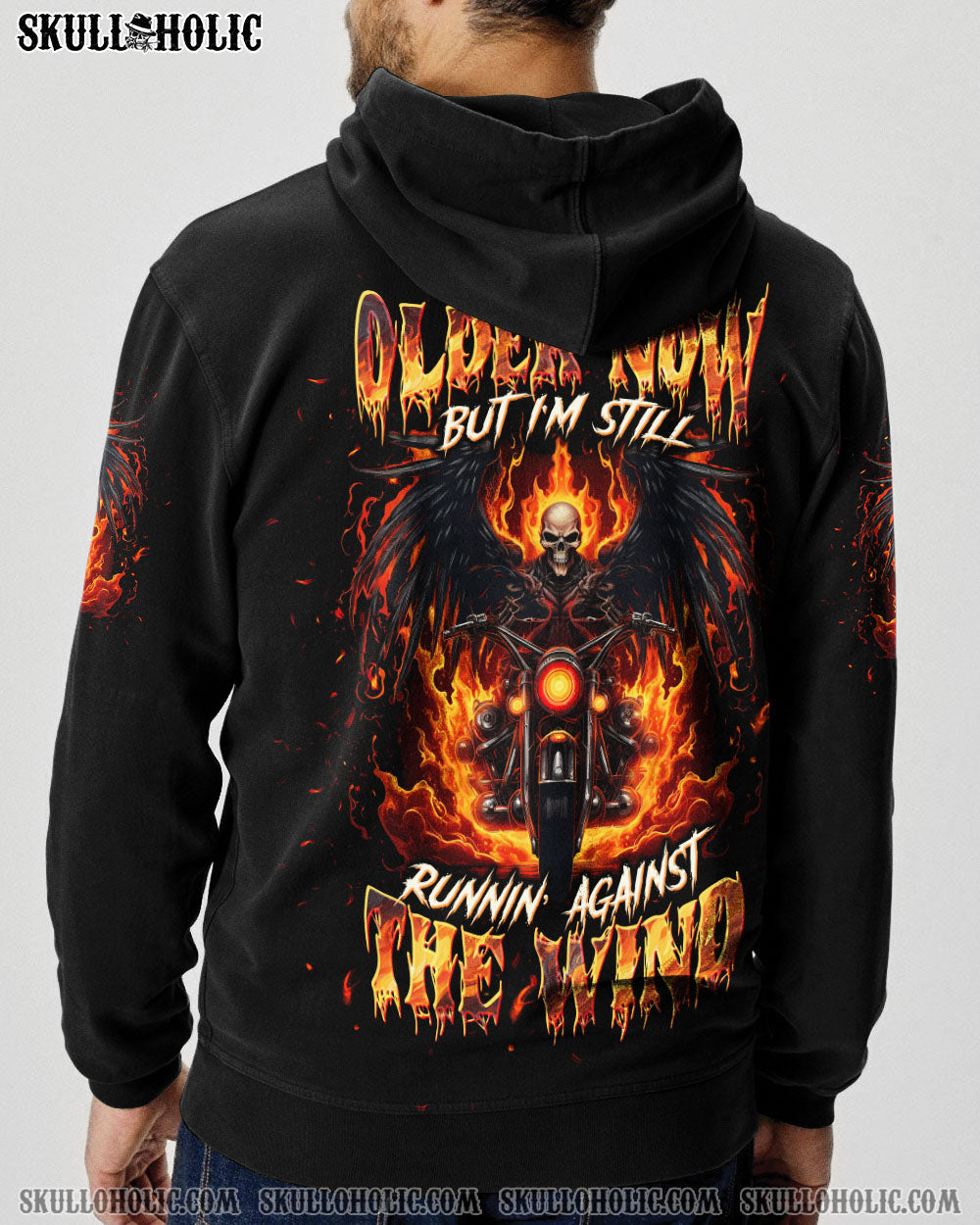 BLISSCORNERS RUNNING AGAINST THE WIND BIKER SKULL ALL OVER PRINT