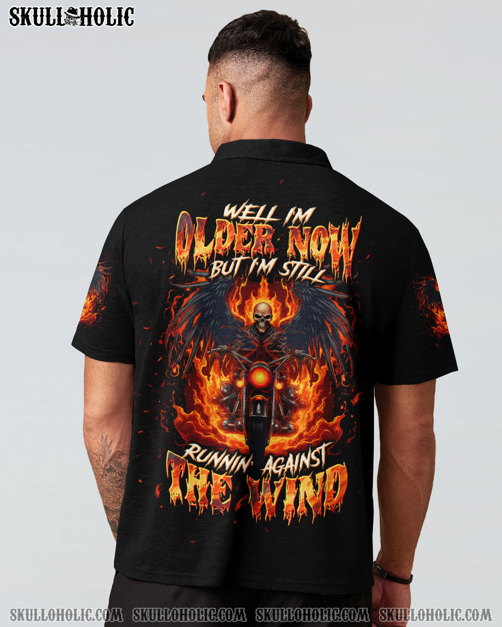 BLISSCORNERS RUNNING AGAINST THE WIND BIKER SKULL ALL OVER PRINT