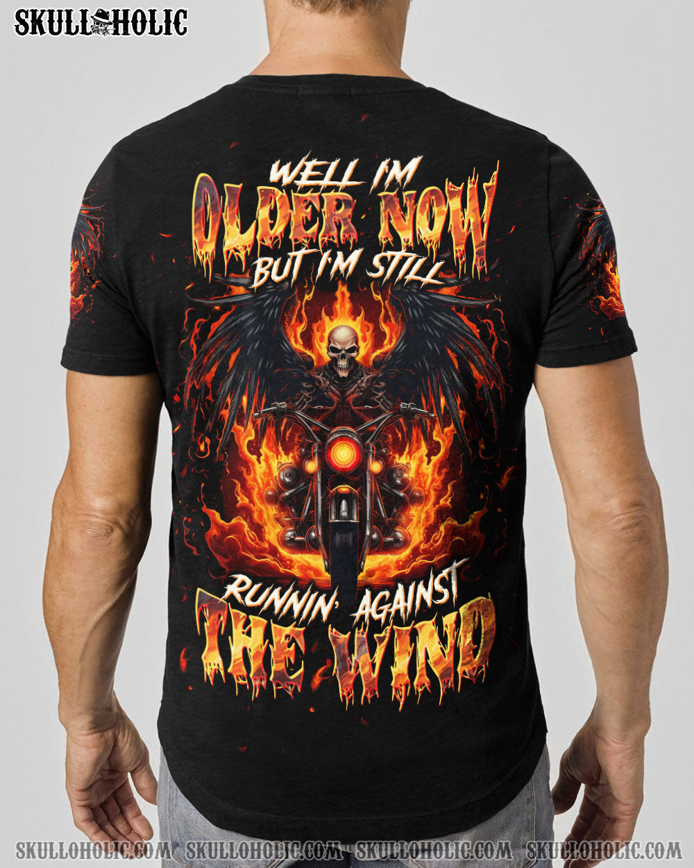 BLISSCORNERS RUNNING AGAINST THE WIND BIKER SKULL ALL OVER PRINT