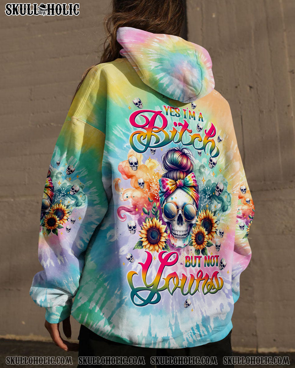 BLISSCORNERS MY GIVE A F IS BROKEN MESSY BUN SKULL ALL OVER PRINT