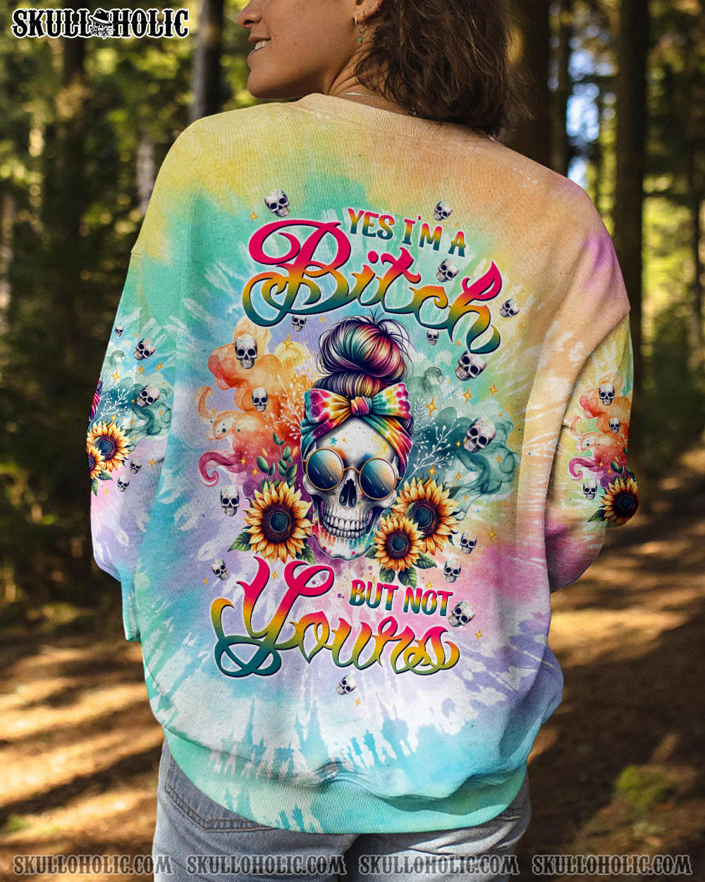 BLISSCORNERS MY GIVE A F IS BROKEN MESSY BUN SKULL ALL OVER PRINT
