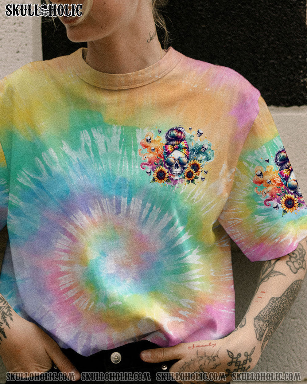 BLISSCORNERS MY GIVE A F IS BROKEN MESSY BUN SKULL ALL OVER PRINT