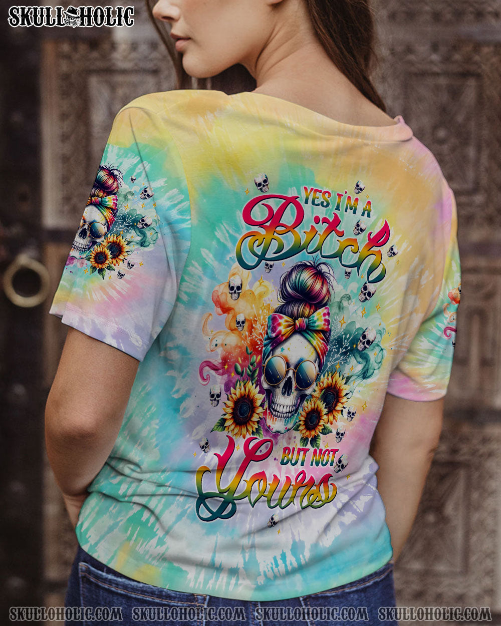 BLISSCORNERS MY GIVE A F IS BROKEN MESSY BUN SKULL ALL OVER PRINT