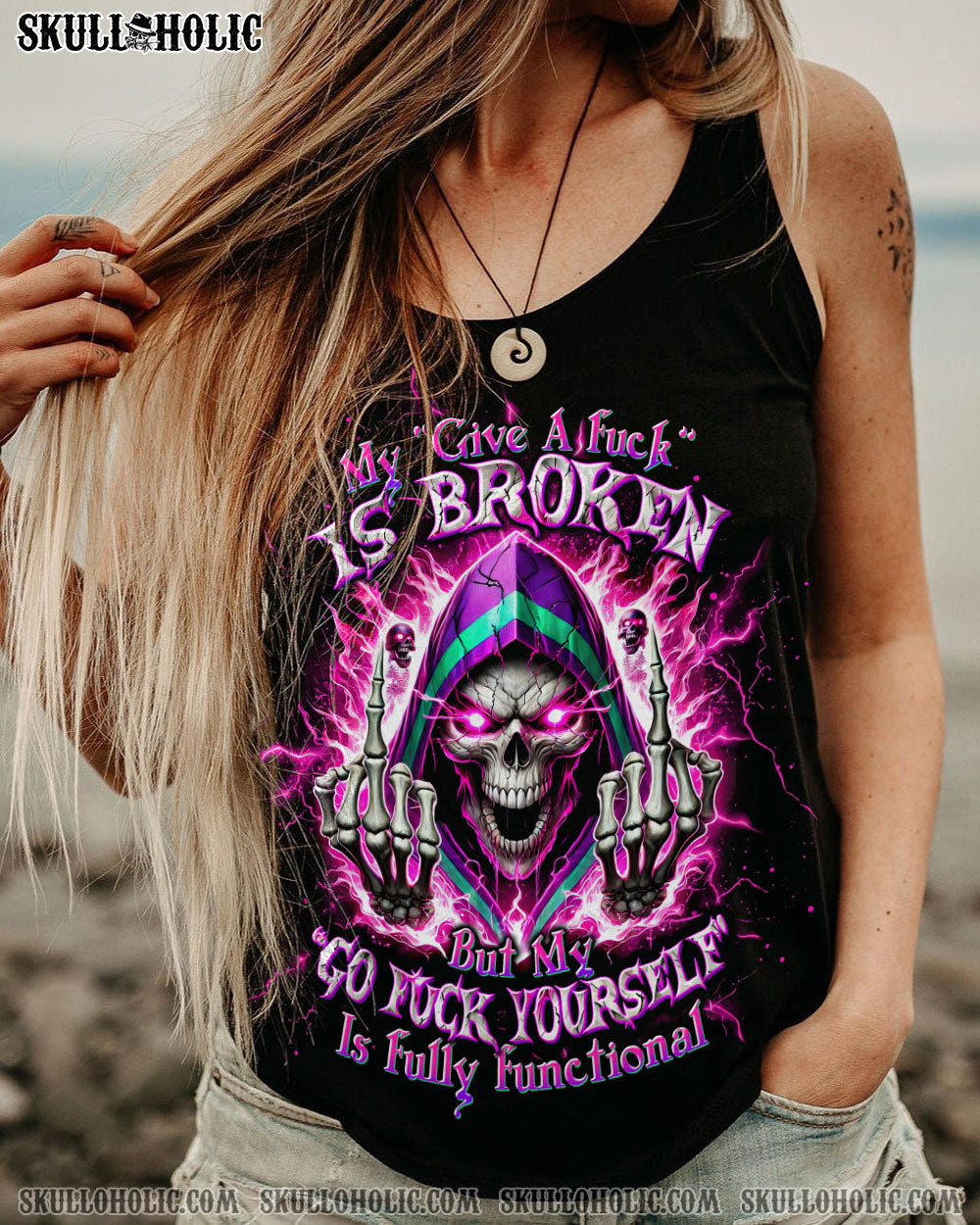 BLISSCORNERS MY GIVE A F IS BROKEN REAPER FIRE SKULL ALL OVER PRINT