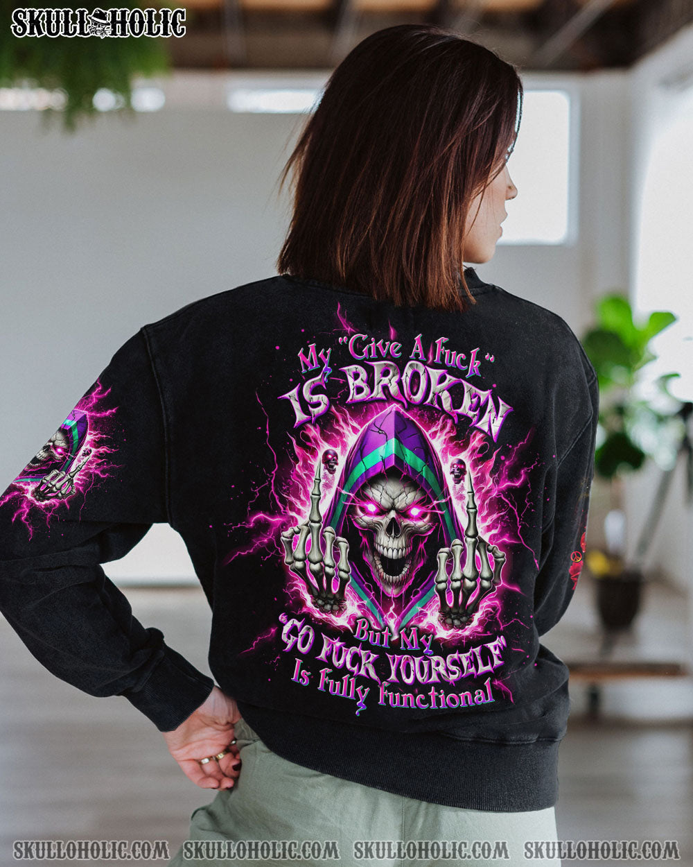 BLISSCORNERS MY GIVE A F IS BROKEN REAPER FIRE SKULL ALL OVER PRINT