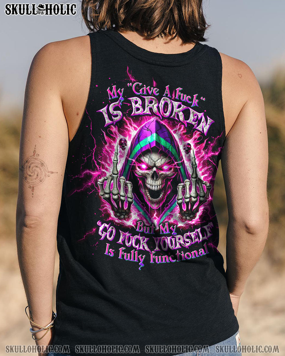 BLISSCORNERS MY GIVE A F IS BROKEN REAPER FIRE SKULL ALL OVER PRINT