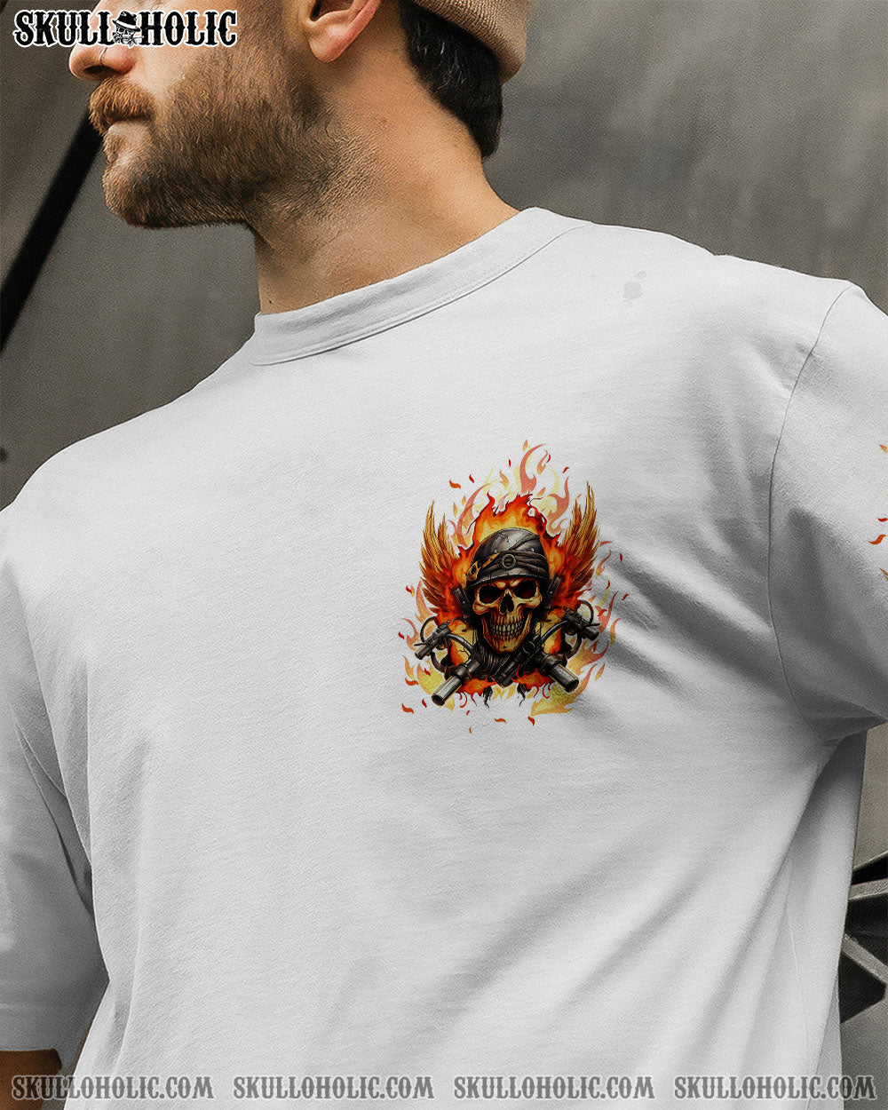 BLISSCORNERS RUNNING AGAINST THE WIND BIKER SKULL ALL OVER PRINT