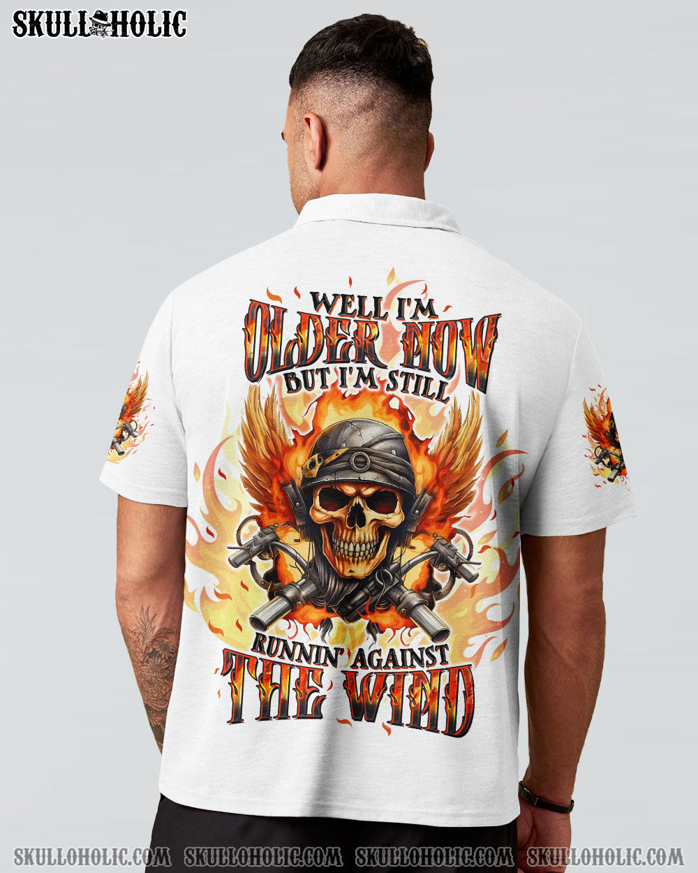 BLISSCORNERS RUNNING AGAINST THE WIND BIKER SKULL ALL OVER PRINT