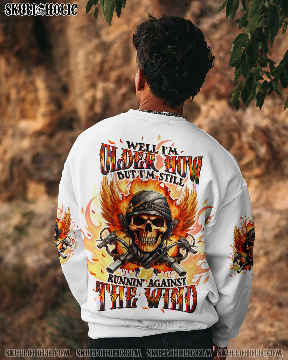 BLISSCORNERS RUNNING AGAINST THE WIND BIKER SKULL ALL OVER PRINT