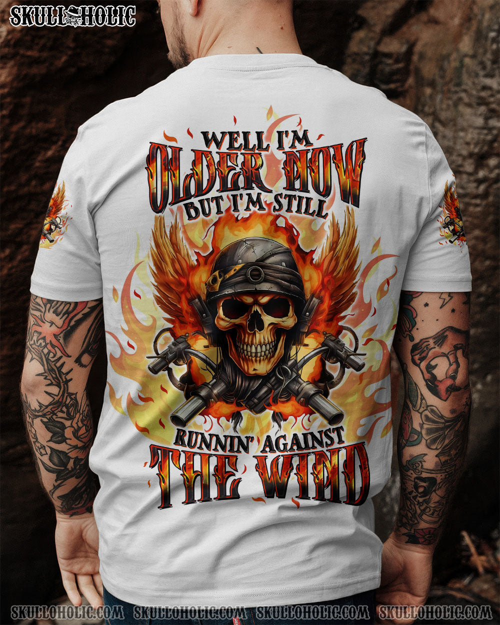 BLISSCORNERS RUNNING AGAINST THE WIND BIKER SKULL ALL OVER PRINT