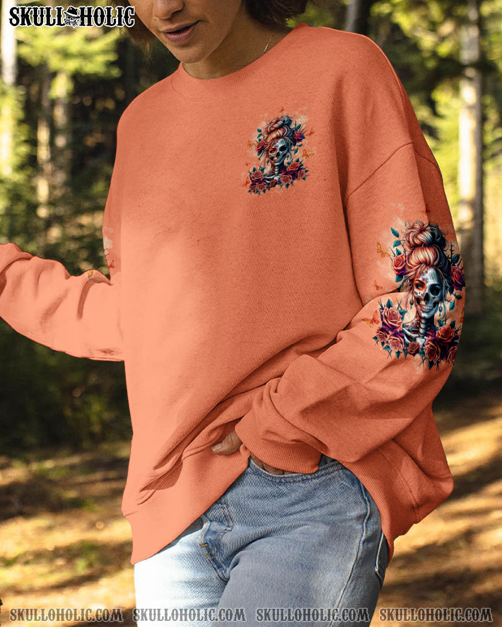 BLISSCORNERS HOLD MY HALO SKULL MESSY BUN ALL OVER PRINT
