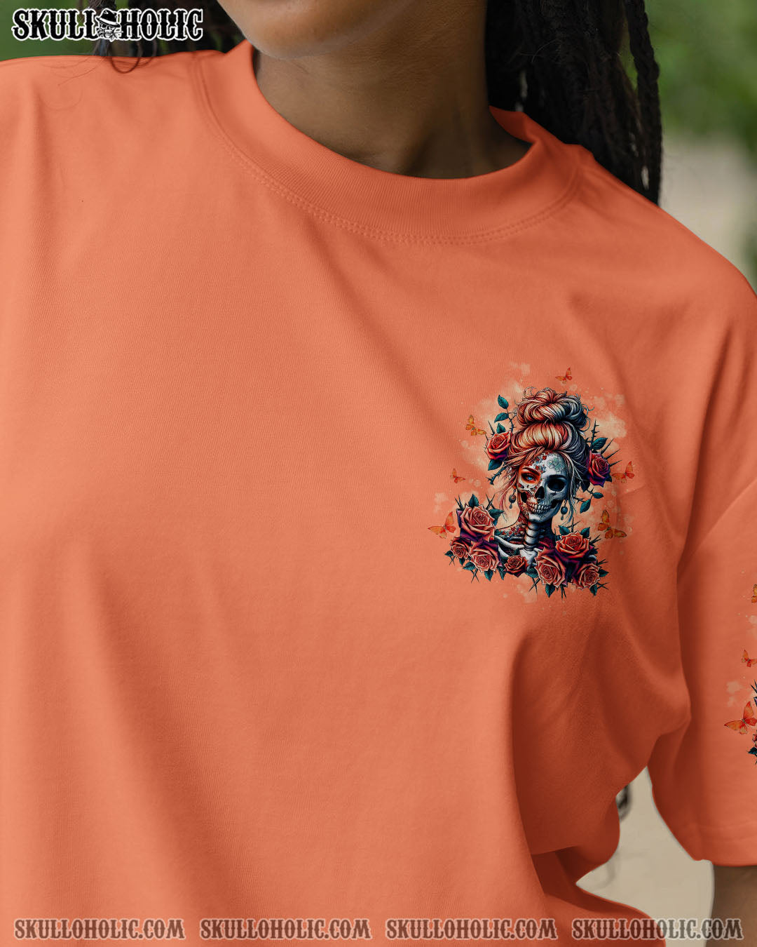 BLISSCORNERS HOLD MY HALO SKULL MESSY BUN ALL OVER PRINT