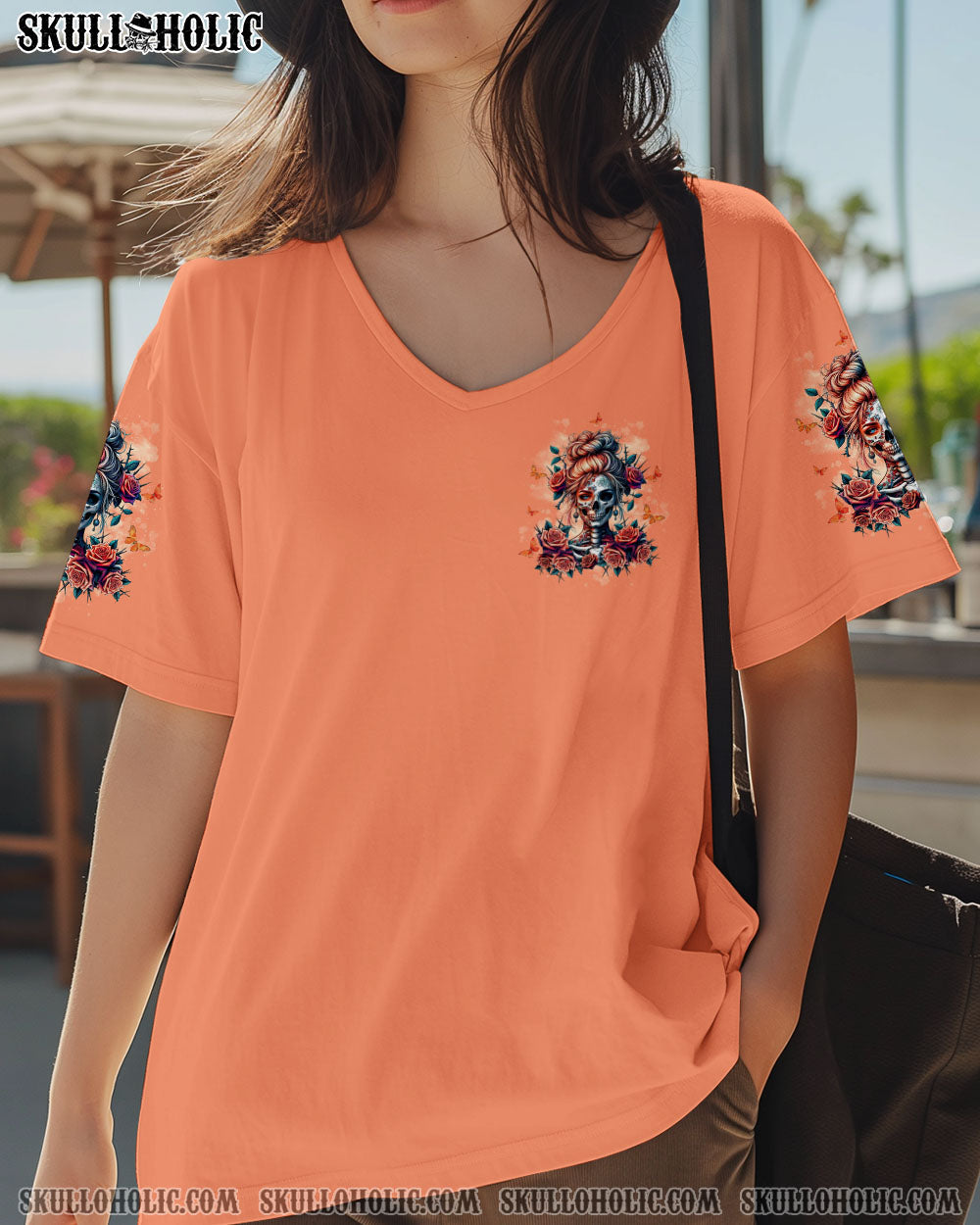 BLISSCORNERS HOLD MY HALO SKULL MESSY BUN ALL OVER PRINT