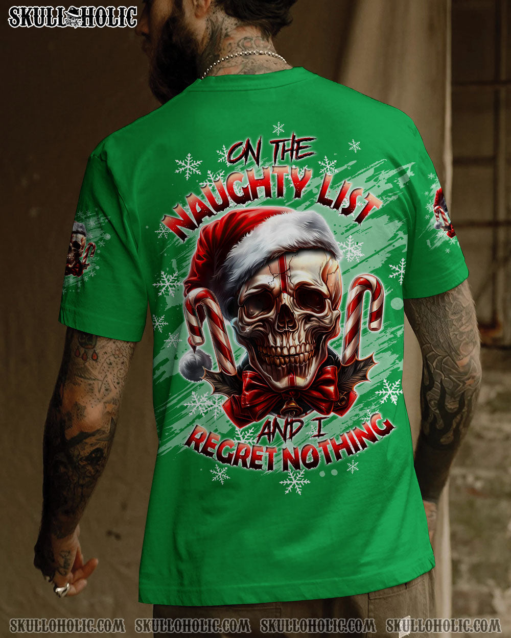 BLISSCORNERS ON THE NAUGHTY LIST SKULL CHRISTMAS ALL OVER PRINT
