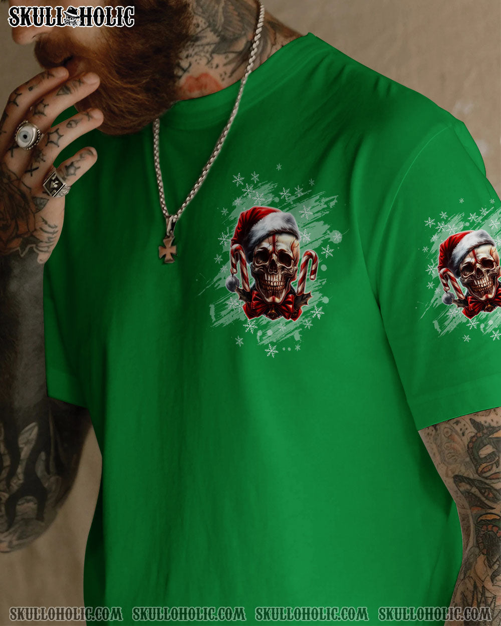 BLISSCORNERS ON THE NAUGHTY LIST SKULL CHRISTMAS ALL OVER PRINT