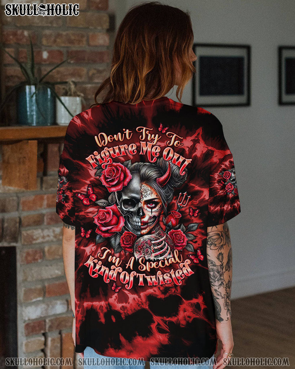 BLISSCORNERS DON'T TRY TO FIGURE ME OUT SKULL LADY  ALL OVER PRINT