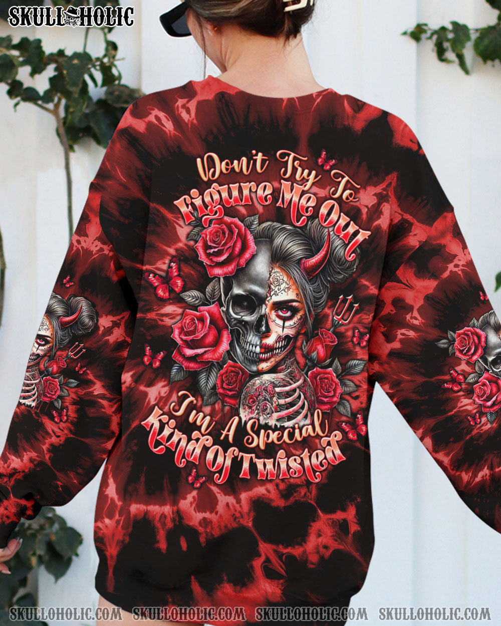 BLISSCORNERS DON'T TRY TO FIGURE ME OUT SKULL LADY  ALL OVER PRINT